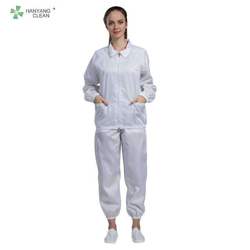 ESD antistatic cleanroom jacket and pants white color autoclave sterilization dust free